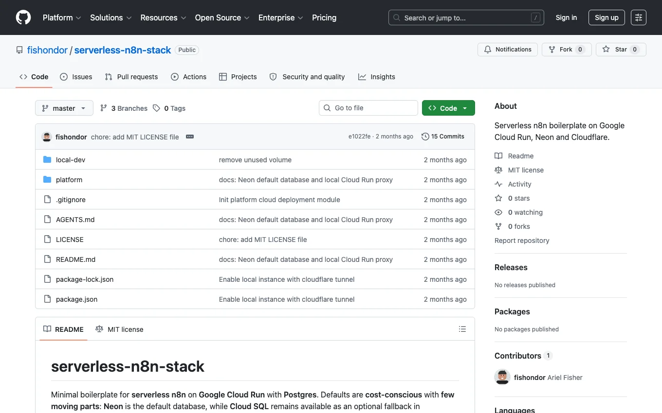 Serverless n8n Stack — Terraform boilerplate repository on GitHub